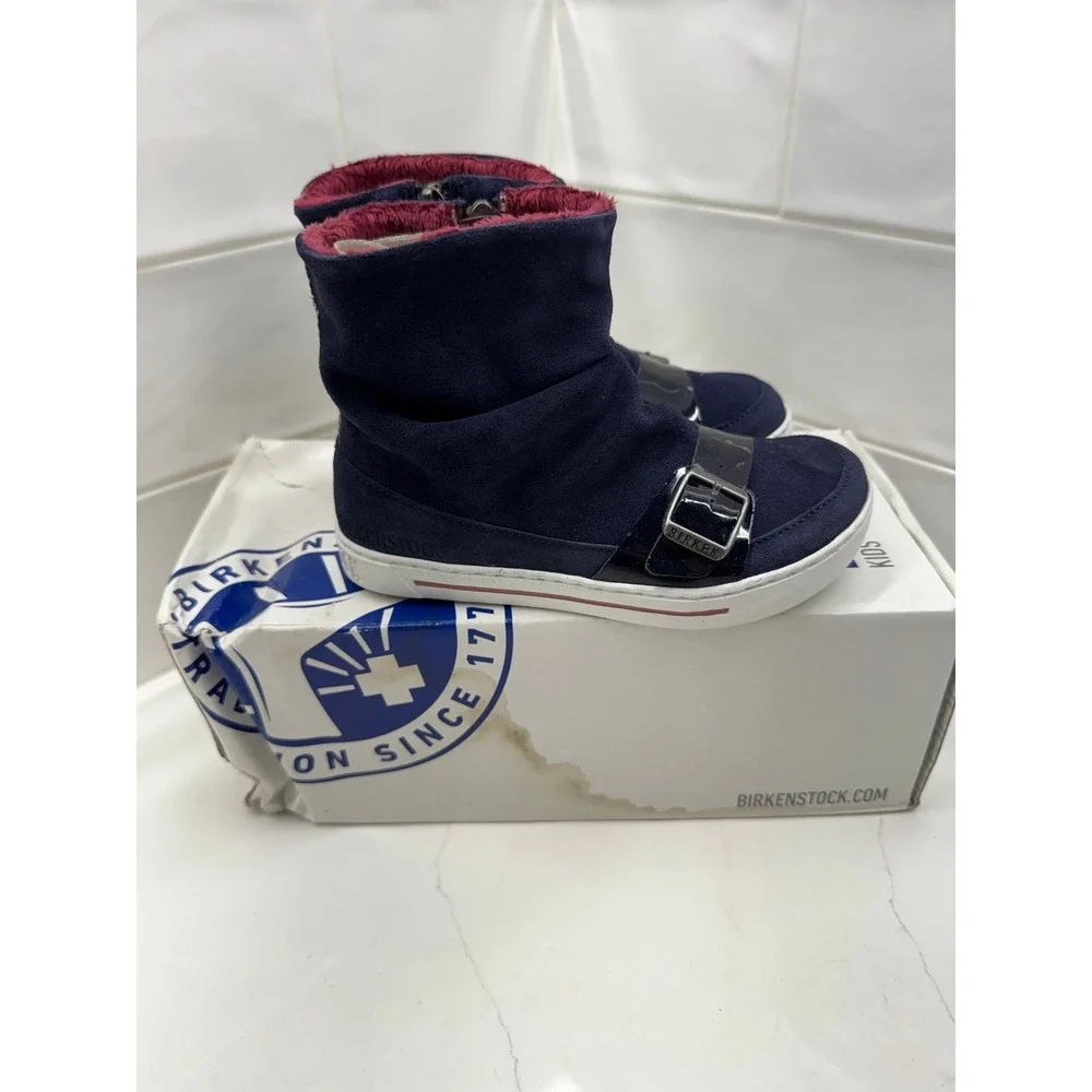 Birkenstock Kids ZW11 Mitten Boot Night Blue Buckle‎ Winter Shoes